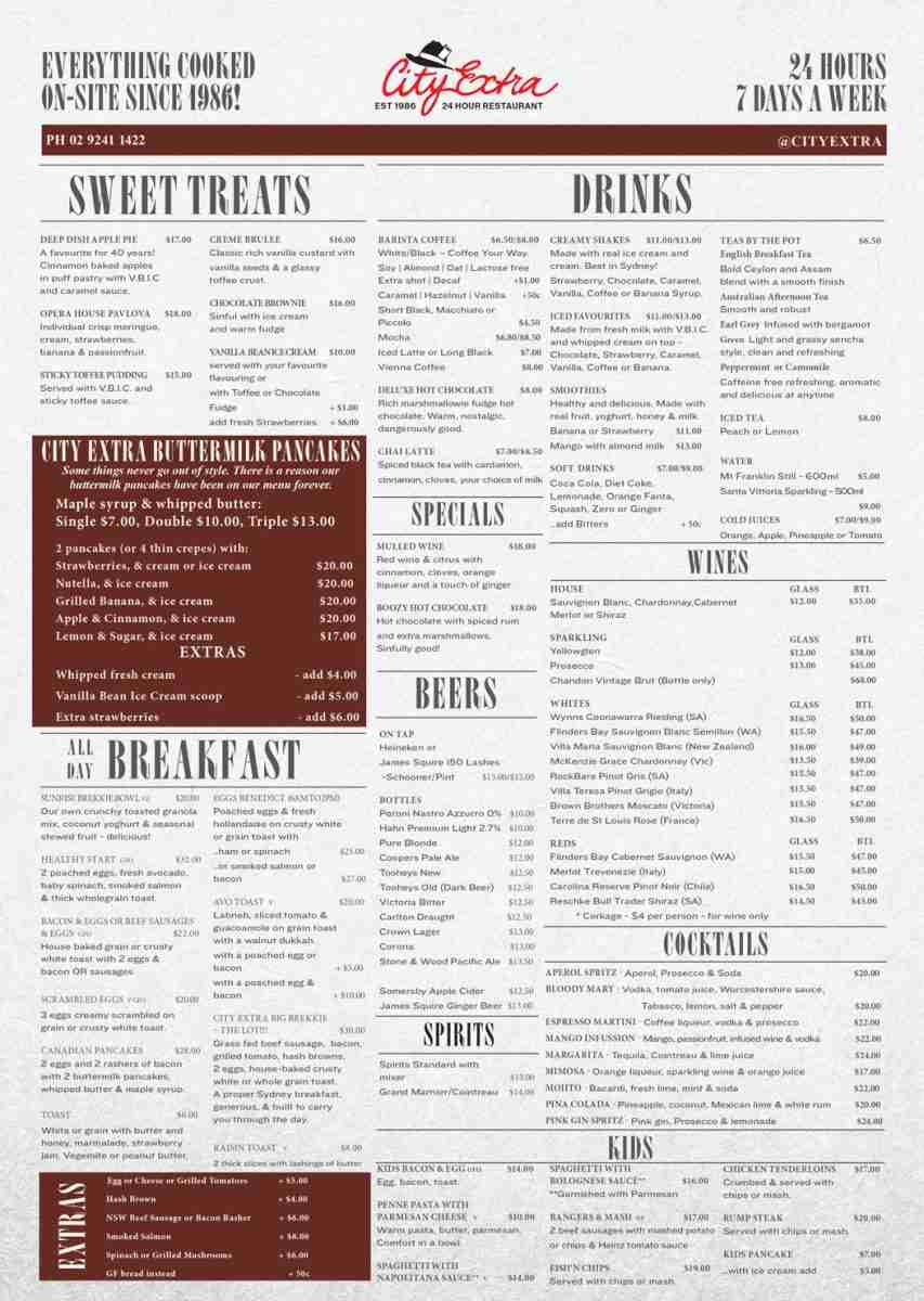 City Extra Menu 81